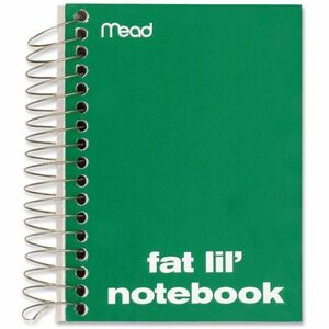 Mead Fat Lil' Notebook - 200 Sheets - Wire Bound - 4" x 5 1/2" - White Paper - AssortedCardboard Cover - Perforated - 1 Each