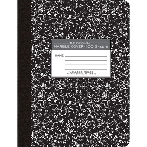 Roaring Spring College Ruled Hard Cover Composition Book - 100 Sheets - 200 Pages - Printed - Sewn/Tapebound - Both Side Ruling Surface Red Margin - 15 lb Basis Weight - 56 g/