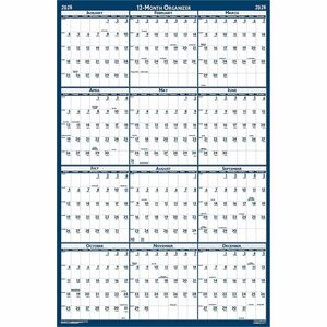 House of Doolittle Dated 66" Laminated Wall Planner - Julian Dates - Yearly - 12 Month - January 2026 to December 2026 - 66" x 33" Sheet Size - 2" x 2.25" Block - Blue, Gray -