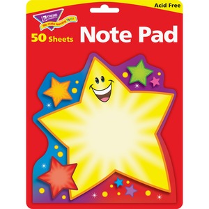 Trend Super Star Shaped Note Pad - 50 Sheets - 5" x 5" - Multicolor Paper - Acid-free - 1 / Pad