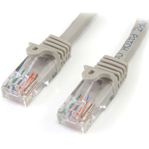 StarTech.com 1 ft Gray Snagless Cat5e UTP Patch Cable - Category 5e - 1 ft - 1 x RJ-45 Male Network