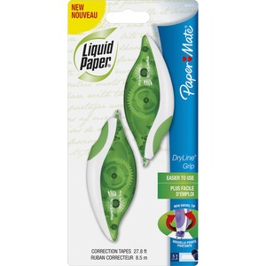 Liquid Paper Dryline Grip Correction Tape - 0.20" Width x 27.92 ft Length - 1 Line(s) - White Tape - Pen Style - Non-refillable, Tear Resistant, Break Resistant - 2 / Pack