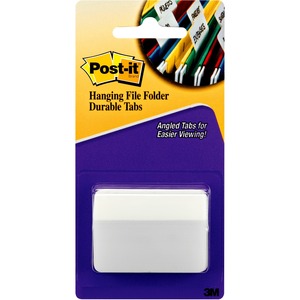 Post-it® Angled Durable Tabs, 2" x 1.5" , White - 1.50" Tab Height x 2" Tab Width - Removable - White Tab(s) - 50 / Pack