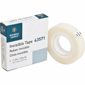 Business Source 1/2" Invisible Tape Refill Roll - 36 yd Length x 0.50" Width - 1" Core - For Sealing, Packing, Mending, Splicing, Holding - 1 / Roll - Clear