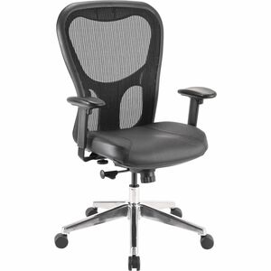 Lorell Elevate Mesh Mid-Back Office Chair - Black Seat Color - Leather Seat Material - Aluminum Frame Material - 5-star Base - 1 Each