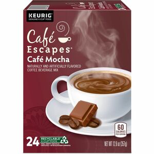 Cafe Escapes® K-Cup, Pod Cafe Mocha Keurig Single-Serve K-Cup Pods, 24 Count - Compatible with Keurig Brewer - Regular - 0.5 oz - K-Cup, Pod - 24 / Box