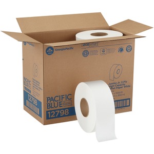Pacific Blue Basic Jumbo Jr. High-Capacity Toilet Paper - 2 Ply - 3.50" x 1000 ft - White - Fiber - 8 / Carton