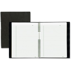 Blueline NotePro Hard Romanel Cover Notebook - Letter - 200 Sheets - Twin Wirebound - Ruled Margin - Letter - 8 1/2" x 11" - Black Cover - Pocket, Hard Cover, Index Sheet, Mic