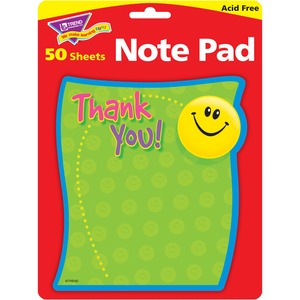 Trend Thank You Shaped Note Pad - 50 Sheets - 5" x 5" - Multicolor Paper - Acid-free - 1 / Pad