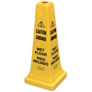 Rubbermaid Commercial 25" Safety Cone - English, Spanish - Print/Message "Caution Wet Floor" - 10.5" Width x 25.8" Height x 10.5" Depth - Cone Shape - Sturdy, Multilingual - P