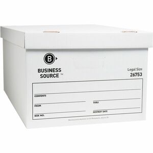 Business Source Lift-off Lid Light Duty Storage Box - External Dimensions: 15" Width x 24" Depth x 10"Height - Media Size Supported: Legal - Lift-off Closure - Light Duty - St