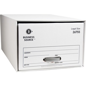 Business Source Drawer Storage Boxes - External Dimensions: 15.5" Width x 23.3" Depth x 10.3"Height - Media Size Supported: Legal - Light Duty - Stackable - White - For File -