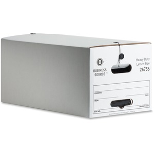 Business Source Heavy Duty Letter Size Storage Box - External Dimensions: 12" Width x 24" Depth x 10"Height - Media Size Supported: Letter - String/Button Tie Closure - Medium