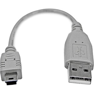 StarTech.com 6in Mini USB 2.0 Cable - A to Mini B - Type A Male USB - Mini Type B Male USB - 6 - Gray