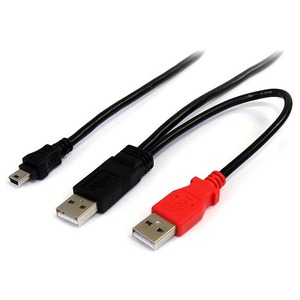 StarTech.com 1 ft USB Y Cable for External Hard Drive - USB A to mini B