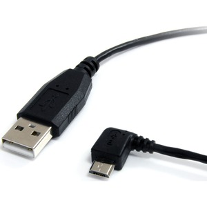 StarTech.com 1 ft Micro USB Cable - A to Left Angle Micro B - Type A Male USB - Micro Type B Male USB
