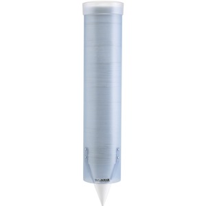 San Jamar Pull Type Water Cup Dispenser - 16" Tube - Pull Dispensing - Wall Mountable - Frosted Blue, Transparent - Plastic - 1 Each