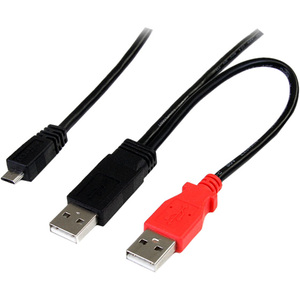 StarTech.com 6 ft USB Y Cable for External Hard Drive - Dual USB A to Micro B