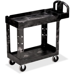 Rubbermaid Commercial HD 2-Shelf Utility Cart with Lipped Shelf (Small) - 2 Shelf - 500 lb Load Capacity - 4 Casters - 5" Caster Size - Resin - 39" Length x 17.90" Width x 33.