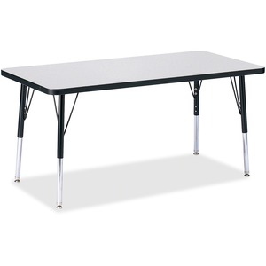 Jonti-Craft Berries Elementary Height Color Edge Rectangle Table - Gray Rectangle, Laminated Top - Four Leg Base - 4 Legs - Adjustable Height - 15" to 24" Adjustment - 48" Tab