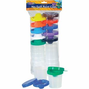 Pacon® Creativity Street No-Spill Round Paint Cups With Colored Lids - 10 / Set - Assorted