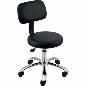 Lorell 16" Round Seat Pneumatic Height Stool - 275 lb Load Capacity - Black