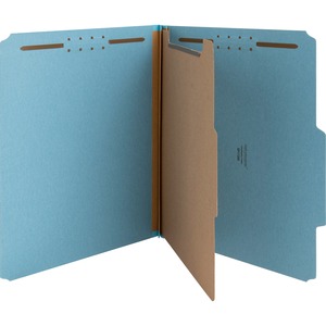 Nature Saver 1/3 Tab Cut Letter Recycled Classification Folder - 8 1/2" x 11" - 2" Fastener Capacity for Folder - Top Tab Location - 1 Divider(s) - Blue - 100% Recycled - 10 /