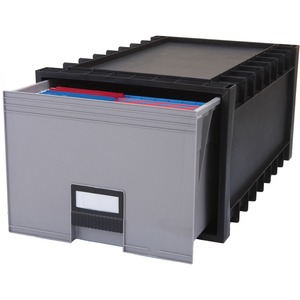 Storex Archive Files Storage Box - External Dimensions: 15.1" Width x 24.3" Depth x 11.4"Height - Media Size Supported: Letter - Heavy Duty - Stackable - Polypropylene - Black