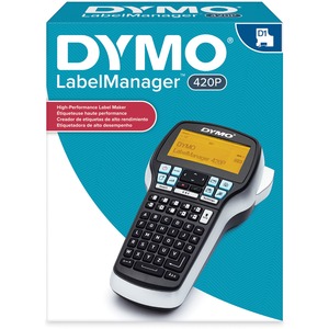 Dymo LabelManager 420P Portable Labelmaker - 180 dpi - Tape - 0.24" , 0.35" , 0.47" , 0.75" - LCD Screen - Battery, Power Adapter - Lithium Ion (Li-Ion) - Black, Silver - PC -