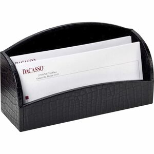 Dacasso Crocodile Embossed Leather Letter Holder - Horizontal - Leather - Black - 1 Each
