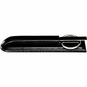 Dacasso Crocodile Embossed Black Leather Library Set - Leather, Metal, Velveteen - Black - 1 Each