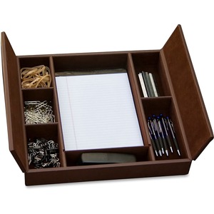 Dacasso Leather Conference Room Organizer - 6 Compartment(s) - Desktop - Chocolate Brown - Leather - 1 Each