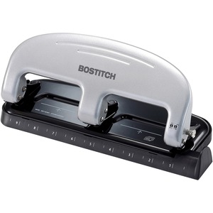 Bostitch EZ Squeeze™ 20 Three-Hole Punch - 3 Punch Head(s) - 20 Sheet - 9/32" Punch Size - 4.4" x 2" - Black, Silver