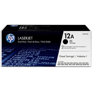 HP 12A (Q2612D) Original Standard Yield Laser Toner Cartridge - Dual Pack - Black - 2 / Carton - 2000 Pages