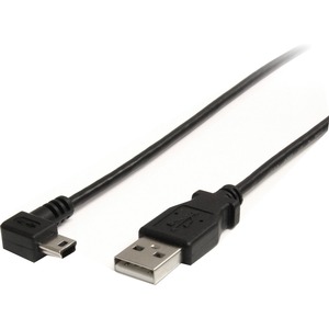 StarTech.com 6 ft Mini USB Cable - A to Right Angle Mini B - Type A Male USB - Mini Type B Male USB - Black