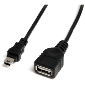 StarTech.com 1 ft Mini USB 2.0 Cable - USB A to Mini B F/M - Type A Female USB - Mini Type B Male USB