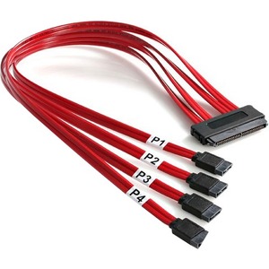 StarTech.com 50cm Serial Attached SCSI SAS Cable - SFF-8484 to 4x SATA - 1 x SFF-8484 - 4 x SATA - Red