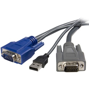 StarTech.com 10 ft Ultra-Thin USB VGA 2-in-1 KVM Cable - 1 x HD-15 Male VGA - 1 x Type A Male USB