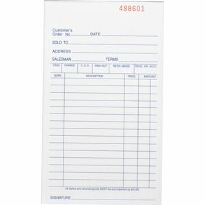 Business Source All-purpose Carbonless Triplicate Forms - 50 Sheet(s) - 3 PartCarbonless Copy - 4.13" x 7" Sheet Size - Yellow - 1 Each