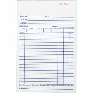 Business Source All-purpose Carbonless Forms Book - 50 Sheet(s) - 2 PartCarbonless Copy - 5.50" x 8.50" Sheet Size - White, Yellow - 1 Each