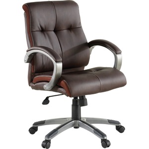 Lorell Low-back Executive Office Chair - Brown Seat Color - Leather Seat Material - 5-star Base - Brown - 1 Each
