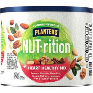 Hormel Foods NUT-rition Heart Healthy Mix - Resealable Container - Almond, Pecan, Hazelnut, Pistachio, Peanut, Walnut - 9.75 oz - 1 Each
