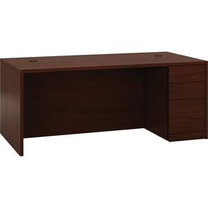 HON 10500 Series Box/Box/File Right-Pedestal Desk - 2-Drawer - 72" x 36" x 29.5" x 1.1" - 2 x Box Drawer(s), File Drawer(s) - Single Pedestal on Right Side - Smooth Edge - Mat