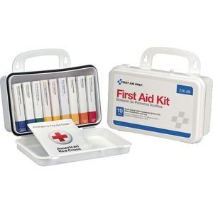 First Aid Only ANSI 10-unit First Aid Kit - 64 x Piece(s) - 4.6" Height x 7.7" Width x 2.4" Depth Length - Plastic Case - 1 Each - White