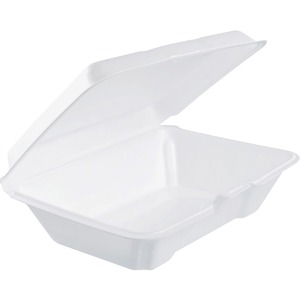 Dart Insulated Foam Hinged Lid Containers - Transporting - Polystyrene, Foam Body - 200 / Carton