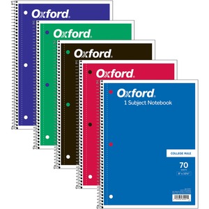 TOPS One-subject Wirebound Notebook - 70 Sheets - Wire Bound - 10 1/2" x 8" - 0.25" x 8" x 10.5" - Assorted Paper - RedCard Stock, Black, Blue, Green, Purple Cover - Perforate