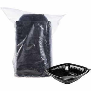Dart 32 oz (946 ml) Square PP Bowl - Black - Storing - Microwave Safe - Black - Polypropylene Plastic Body - Square - 63 / Pack