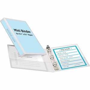 Avery® Mini Durable View 3 Ring Binder, 0.5" Round Rings, White - 1/2" Binder Capacity - Statement - 5 1/2" x 8 1/2" Sheet Size - 100 Sheet Capacity - 100 x 0.50" Ring - Faste