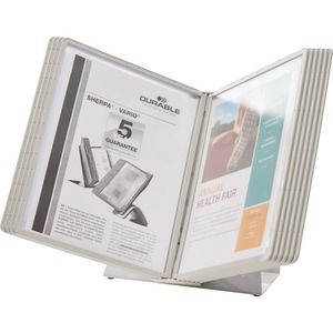 DURABLE® VARIO® Antimicrobial Desktop Reference Display System - Desktop - 10 Double Sided Panels - Letter Size - Antimicrobial Polypropylene Sleeves - Anti-Reflective/Non-Gla