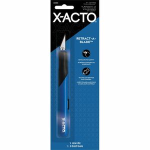 X-Acto Retract-A-Blade No. 1 Knife - Carbon Steel Blade - Retractable, Comfortable Grip, Anti-roll, Durable, Replaceable Blade - Metal - Blue - 1 Each